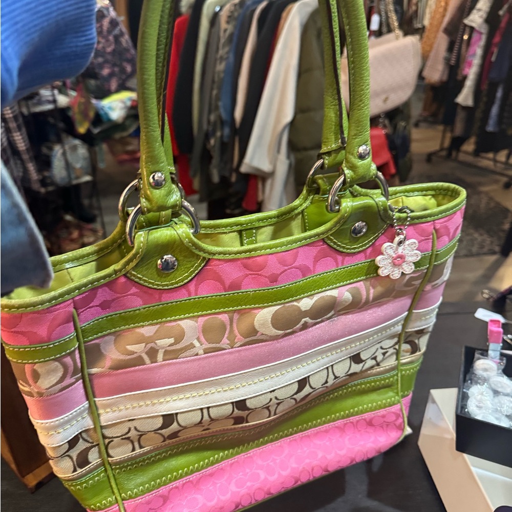 Coach Multicolor Striped Tote - Picture 10 of 11